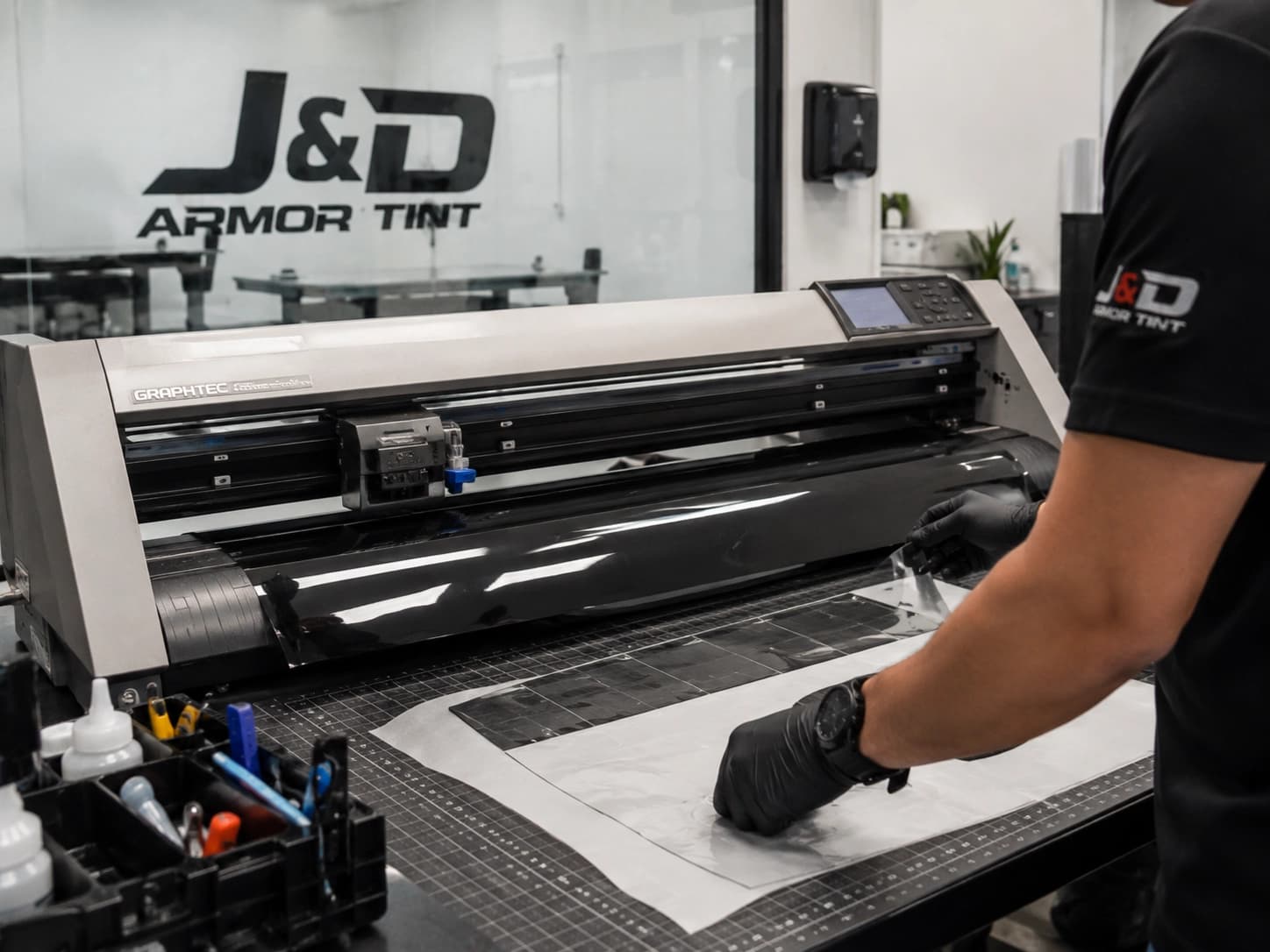 Window tint pattern prepared for precision installation
